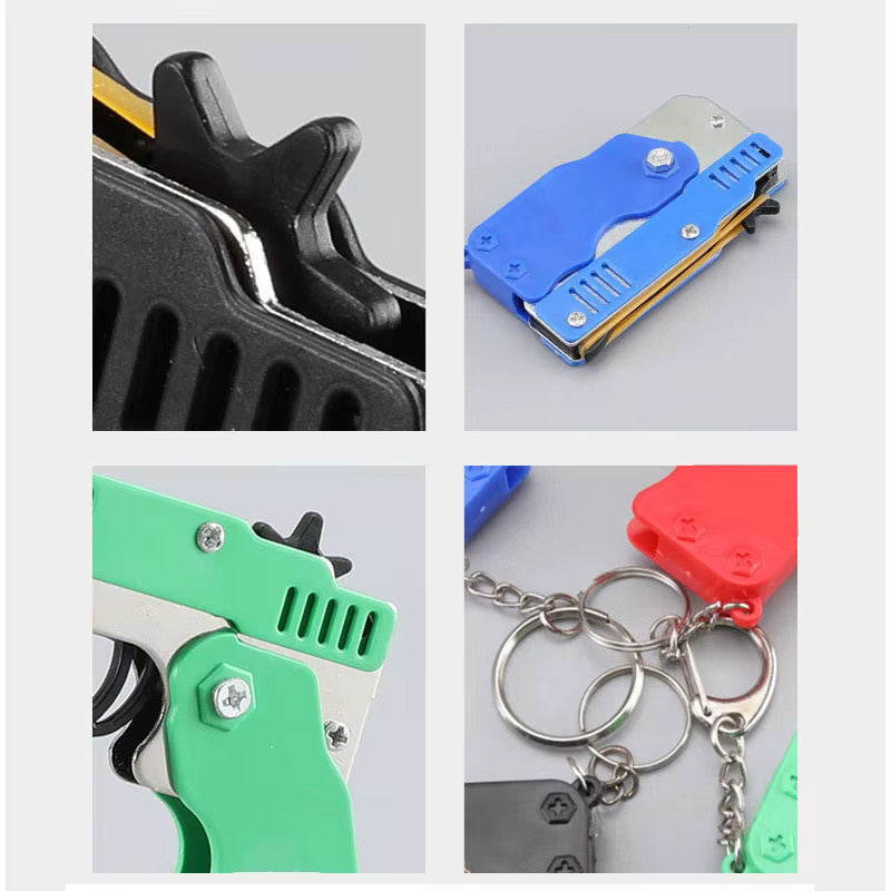 Kidsbele Gummiband-Pistole-Schlüsselanhänger, faltbares Spielzeug - Bild 4