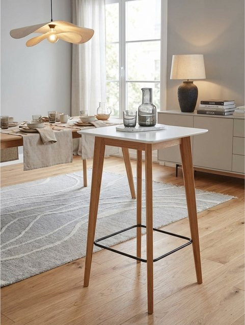 Stehtisch KADIMA DESIGN in Weiß mit Holzoptik im skandinavischen Design, B/T/H: 110 x 60 x 60 cm - Bild 1