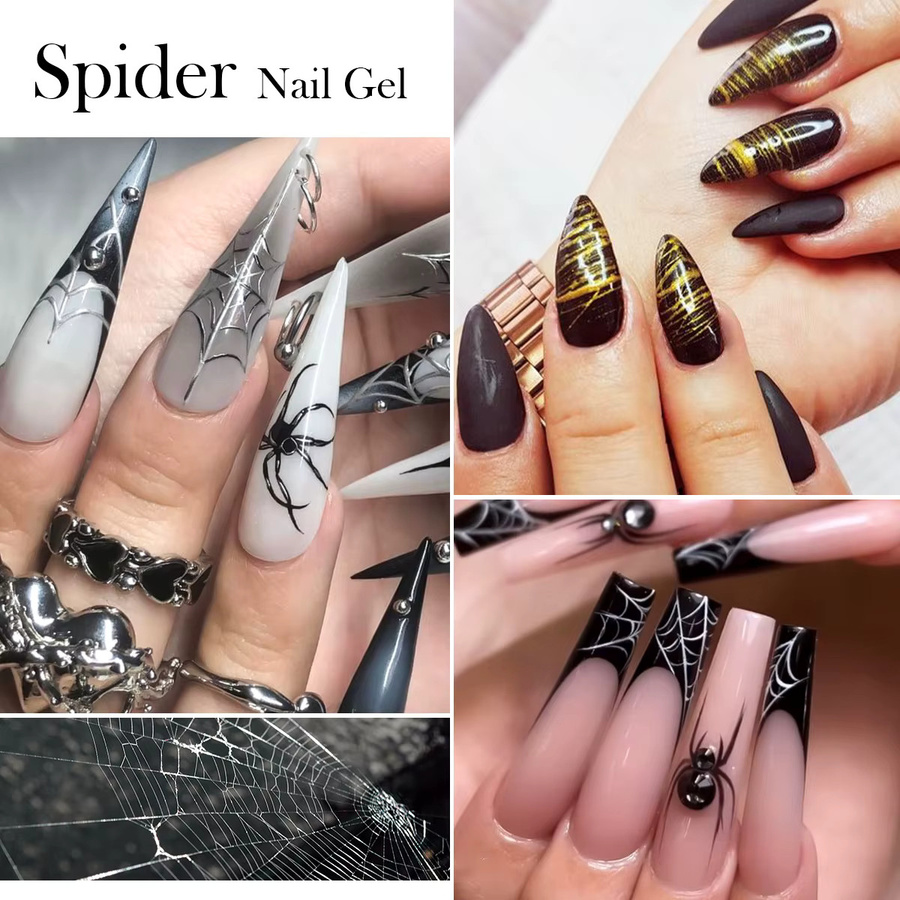 Four Lily Spider Nail Gel Polish, Schwarz Weiß, Glänzend - Bild 5
