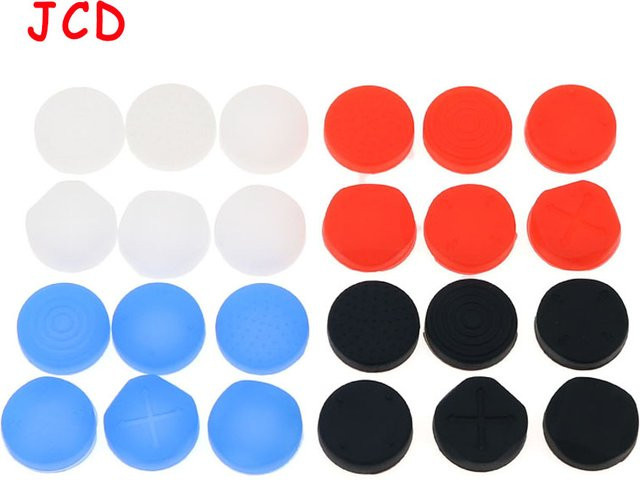 JCD 6 Stück Silikon-Thumbstick-Griffkappen für PS Vita PSV 1000 und PSV 2000 Slim in Schwarz und Multicolour - Bild 1