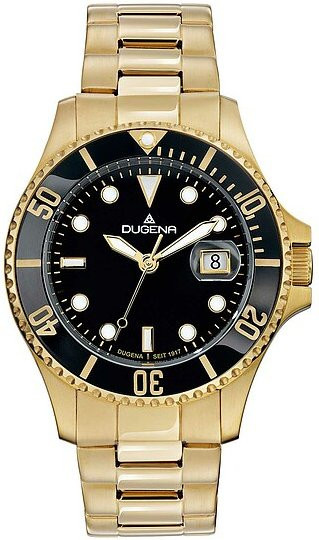 Dugena Herrenuhr, Quarz, Edelstahl, Schwarz, 44 mm, 30 ATM - Bild 1
