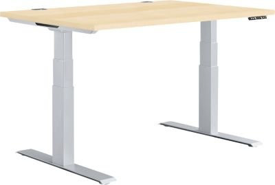 Schäfer Shop Genius Schreibtisch MODENA FLEX elektrisch höhenverstellbar Rechteck T-Fuß Ahorn Weißaluminium B/T: 120 x 80 cm - Bild 1