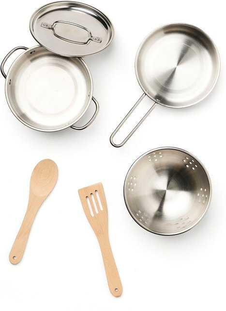 Kids Concept Kid's Hub Topfset Kochen Edelstahl Buchenholz Metall Holz Set - Bild 1