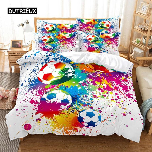 Fußball-Bettwäscheset für Kinder und Jugendliche von Binchi Outdoor Product, Mehrfarbig, B/H: 135 x 200 cm - Bild 1