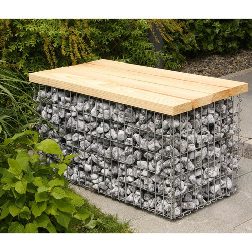 BELLISSA Gabionenbank Profi aus Stahl und Douglasienholz in Silberfarben, B/H/L: 55 x 54 x 105 cm - Bild 3