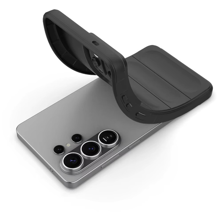 Stoßfeste Silikonhülle mit Wellen-Design für Samsung Galaxy S26 Edge Ultra, S25, S24, S23, S22 FE Plus in Schwarz - Bild 3