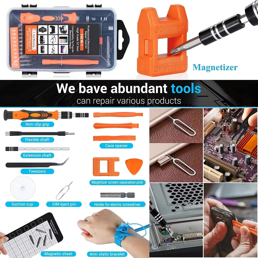 WOZOBUY 140-in-1 Präzisions-Schraubendreher-Set mit 118 Magnet-Bits in Orange für Computer, Laptop und Smartphone - Bild 2