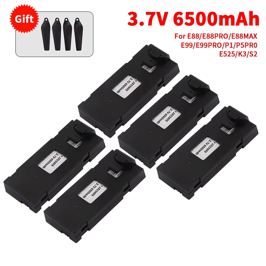 Jiaojiren RC Drohnen Akku 3,7 V 6500 mAh in Schwarz für E88 E88PRO E99 P1 K3 LsE525 E525 PRO Mini UAV Drohnen - Bild 5
