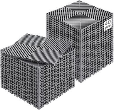 VEVOR Modulare Drainagematte Grau, 40 Stück ineinandergreifende Bodenmatten, B/B: 31 x 31 cm - Bild 1