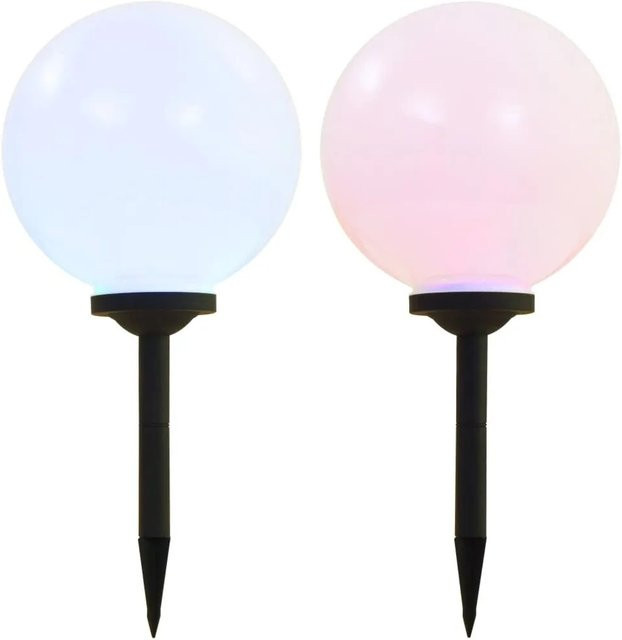 vidaXL Solarleuchten LED Kugelförmig 2 Stück, RGB Multicolour, Weiß, Durchmesser: 30 cm - Bild 1