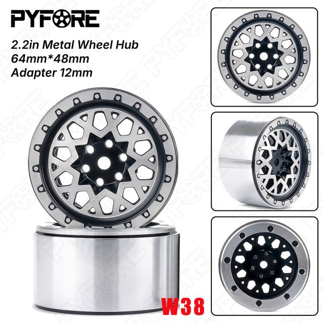 PYFORE Metall-Radnabe, 4-teiliges Set, 2,2 Zoll, 64mm*48mm, 12mm, für 1/8 1/10 Ferngesteuerte Crawler-Auto-Radnabe - Bild 1