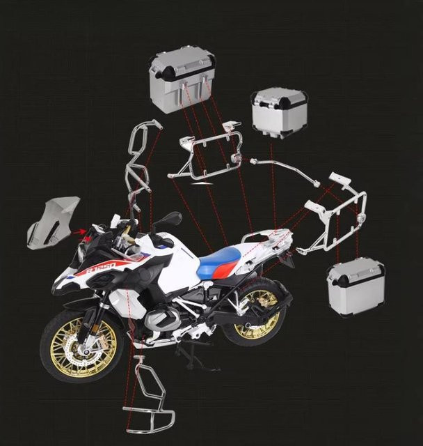 Linyi toy car R 1250 Gs Adventure Motorradmodell, Metall, 1:6, mit Sound und Licht, ab 4 Jahren - Bild 1