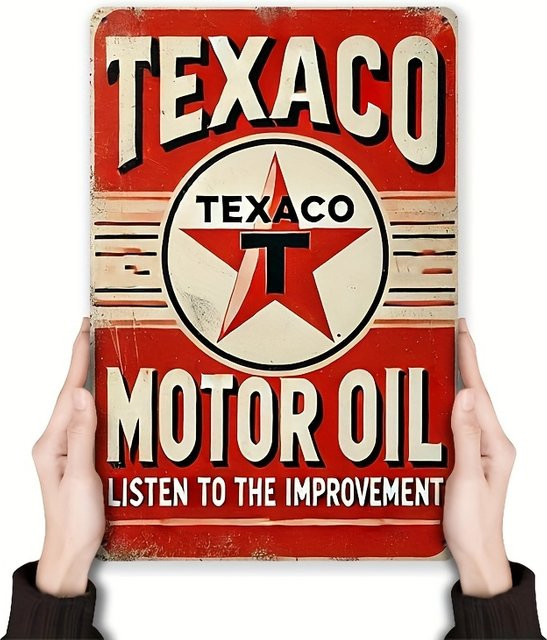 Vintage Texaco Motoröl Metallblechschild als Retro-Wandkunst zur Dekoration, Breite: 30,0 cm, Höhe: 20,0 cm - Bild 1