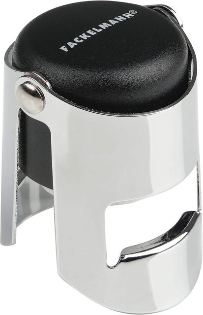 Fackelmann Sektverschluss Clip in Schwarz und Silber, auslaufsicherer Flaschenverschluss aus Metall - Bild 1