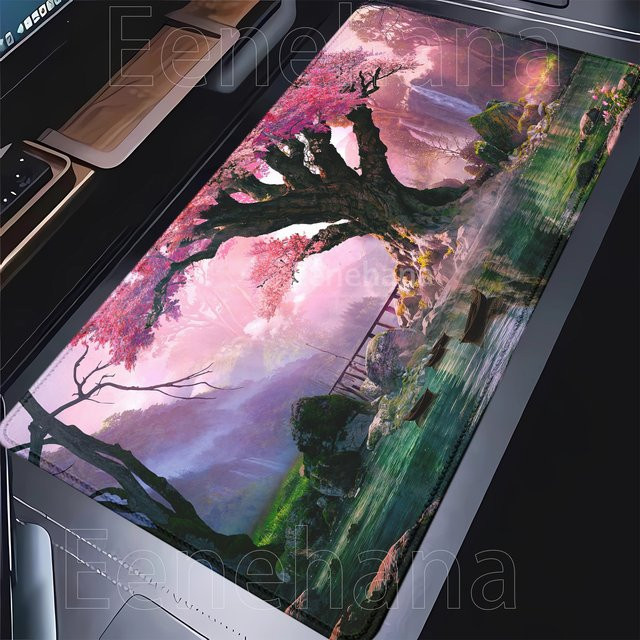 Eenehana XXL-Mauspad Waldlandschaft Multicolor, rutschfeste Schreibtischunterlage aus Gummi, B/B/H: 90 x 40 cm - Bild 1