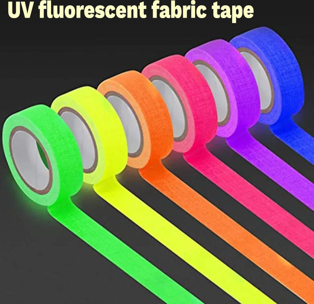 6 Rollen Neon Gaffer-Stoffband in Multicolour, fluoreszierendes UV-Schwarzlicht Klebeband zum Leuchten im Dunkeln für UV-Partys - Bild 1