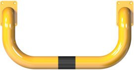 Schake Rammschutzbügel Doppelbügel in vertiefter Ausführung mit 2 Standpfosten, gelb/schwarz, B: 100 cm, H: 115 cm, Tiefe: 35 cm zum Einbetonieren - Bild 1