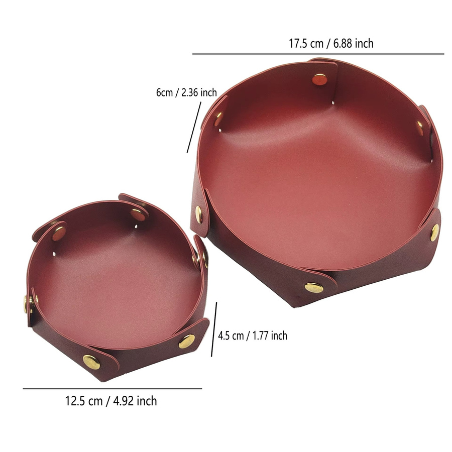 Faltbares Leder-Aufbewahrungstablett in Braun als Desktop-Organizer für Schlüssel, Schmuck und Kosmetik, B/T/H: 17,5 x 6,0 x 1,0 cm - Bild 2