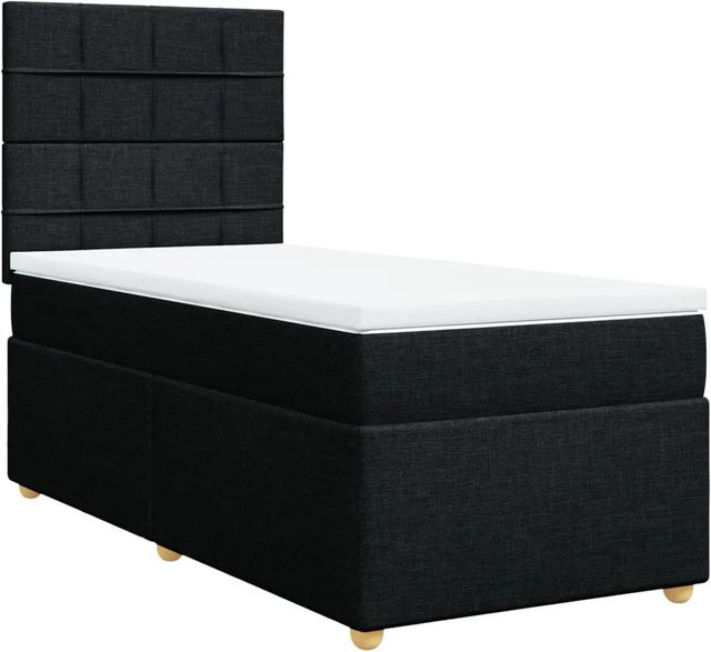 vidaXL Boxspringbett Hybrid mit Matratze Schwarz B/T/H: 90 x 200 cm - Bild 1