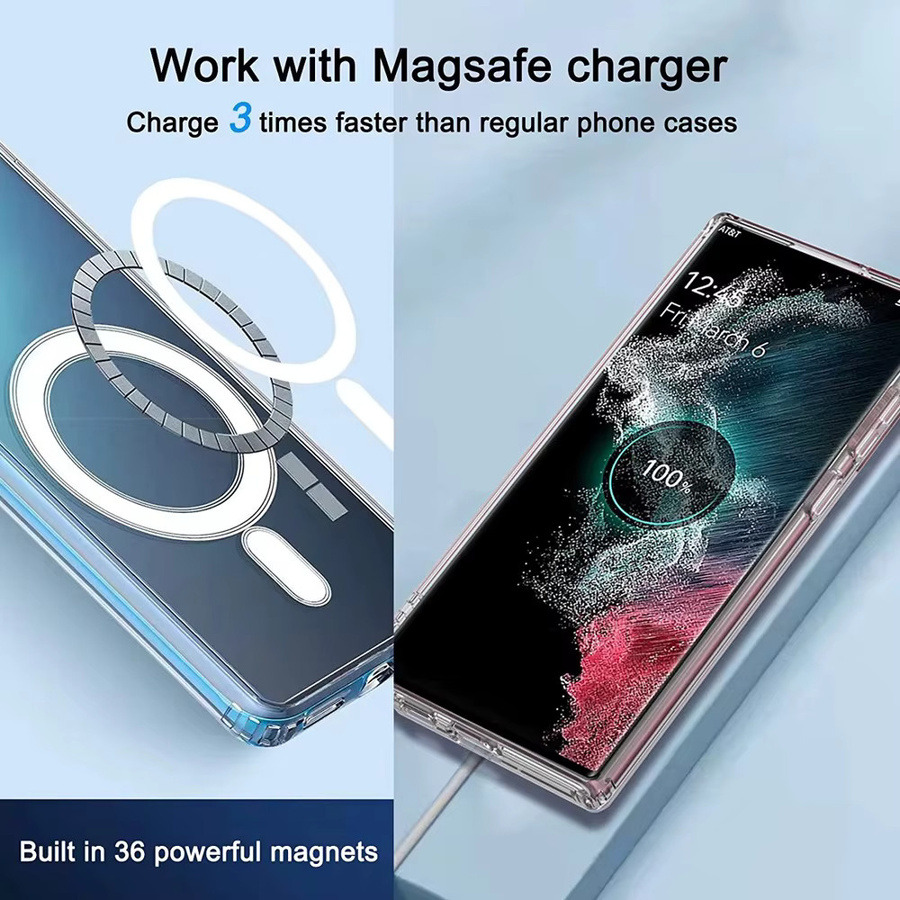 Transparentes Samsung Galaxy Schutzgehäuse mit Kristall-Optik und stoßfester Metallständer für Galaxy S22 Ultra, S23 Plus und S21 FE - Bild 2