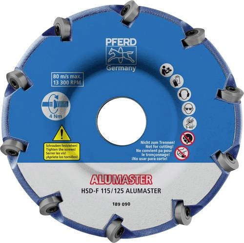 PFERD ALUMASTER Hochleistungsfrässcheibe für Winkelschleifer zur Aluminiumbearbeitung, Farbe: Blau, Durchmesser: 115 mm, Arbeitslänge: 13 mm - Bild 1