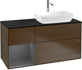 V&B Waschtischunterschrank Finion Wandbeleuchtung Walnuss in Lackoptik Breite: 120 cm, Tiefe: 50,1 cm - Bild 1