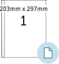 HERMA Blattetiketten 58101, weiß, PE-Folie, permanenthaftend, wetterfest und bedruckbar, B: 20,3 cm, H: 29,7 cm, 250 Stück - Bild 1