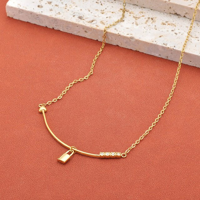 Lokaer Halskette Edelstahl, Gold, Zirkonia, Damen - Bild 1