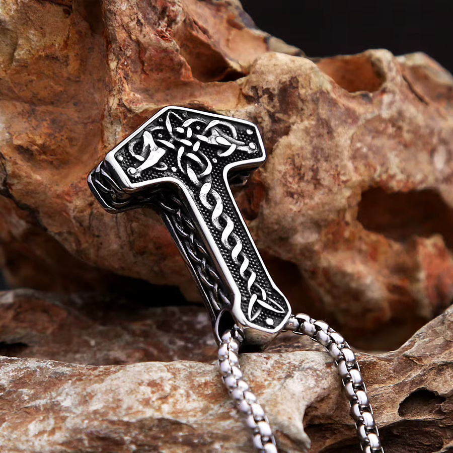 Thor Hammer Anhänger, Edelstahl, Silber, Vintage, Herren - Bild 4