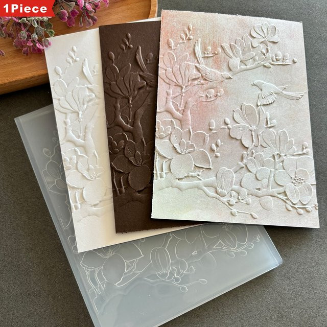 3D-Reliefmappe mit Jade-Orchideenblüten und Vögeln für Scrapbooking und Bastelarbeiten - Bild 1