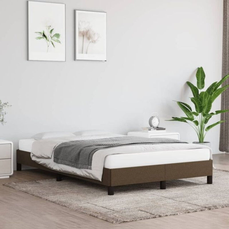 vidaxl Polsterbett aus Stoff und Kiefernholz in Braun, B/T/H: 120 x 190 cm, ohne Matratze - Bild 1