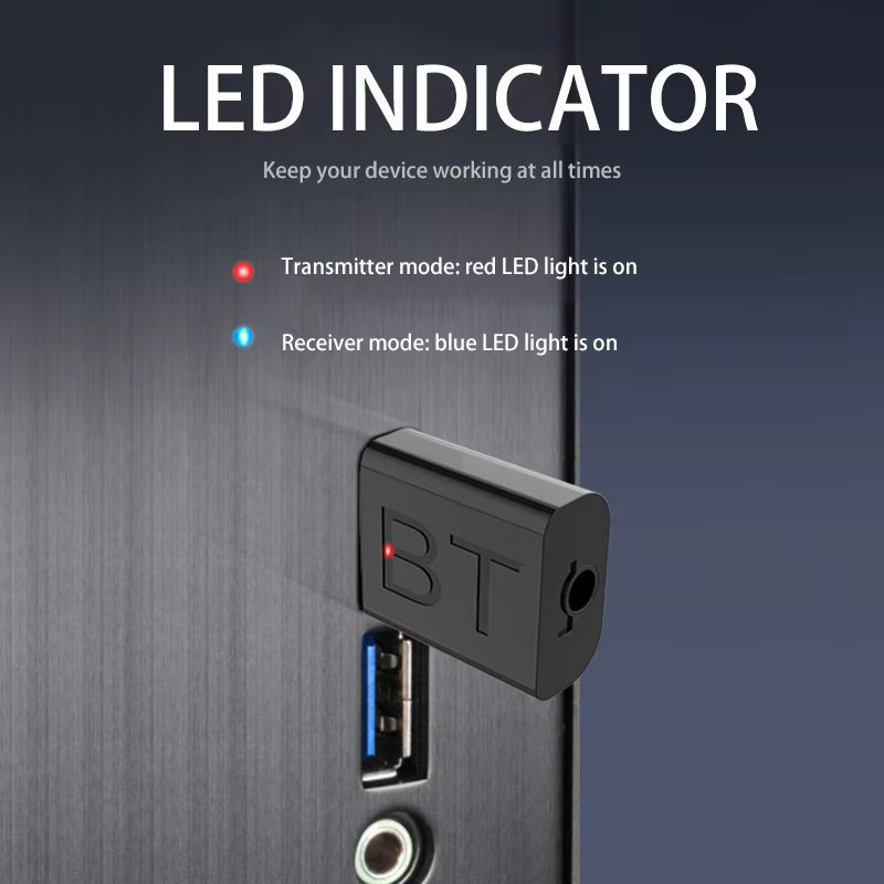 GRWIBEOU 2-in-1 USB-Bluetooth-Sender und Empfänger in Schwarz mit 3,5-mm-Klinkenanschluss für Laptop, TV, PC und Auto - Bild 4