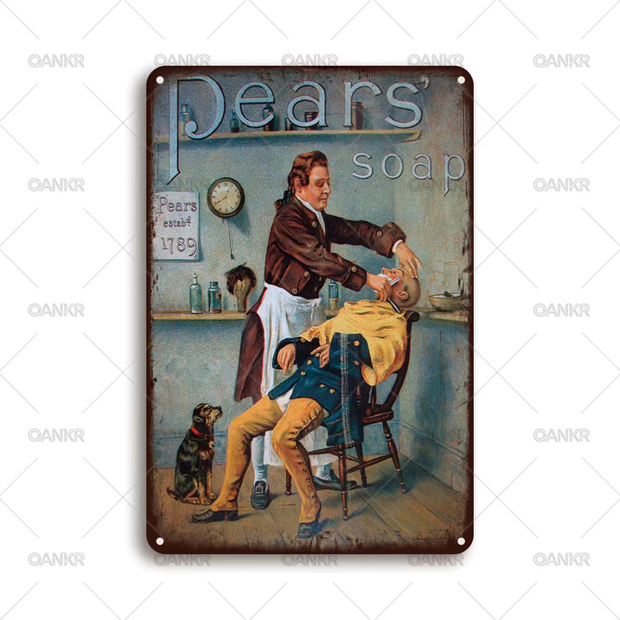 OANKR Vintage Barbier-Shop Metallschild Retro Wanddekoration Mehrfarbig B: 30,0 cm, H: 20,0 cm - Bild 2