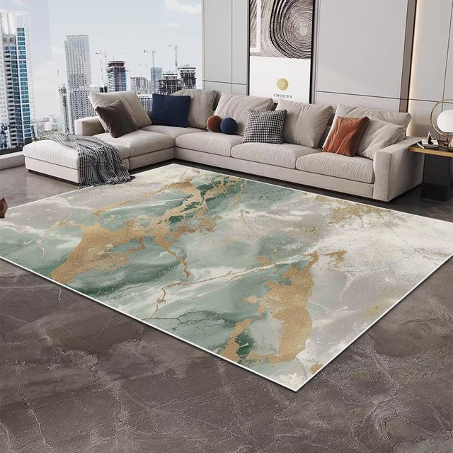 Waschbarer Teppich im modernen Marmormuster von HGHT, weiche Flanell-Matte für Wohnzimmer und Schlafzimmer, B/T: 60 x 90 cm - Bild 1