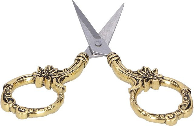 Igeteck Vintage Blumenschere in Gold für Handarbeit und Stickerei aus Edelstahl - Bild 1