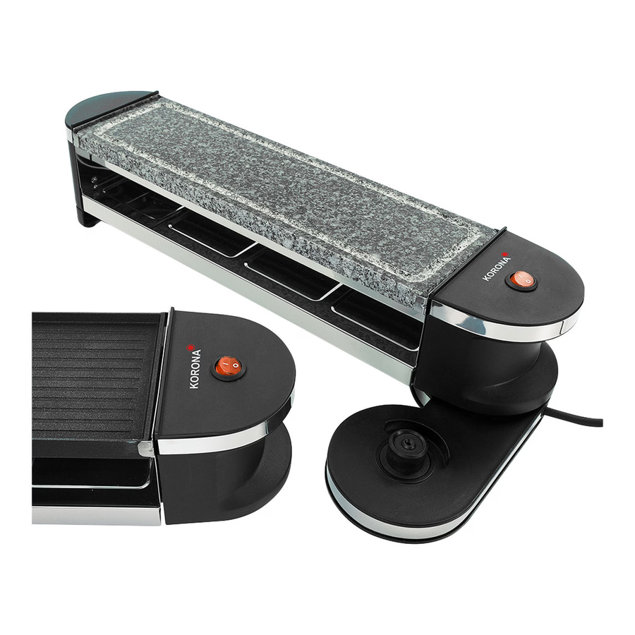 Korona Drehbarer Raclette-Grill in Schwarz mit Keramik-Steingrillplatte und Antihaftbeschichtung - Bild 2