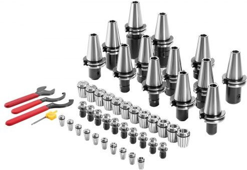 VEVOR CAT40 Spannzangenhalter ER 16/32 Spannzangensatz, 35-teilig, silberfarbener Federstahl-Spannzangenfutter-Satz mit 10 Anzugsbolzen und 3 Schraubenschlüsseln für Fräsmaschinen und Bohrmaschinen - Bild 1
