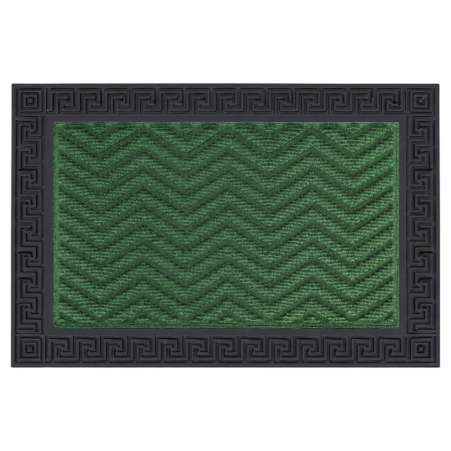 Relaxdays Fußmatte aus Polypropylen in Grün mit Zickzack-Muster und rutschfester Gummikante, B/T/H: 60 x 40 x 1 cm - Bild 2