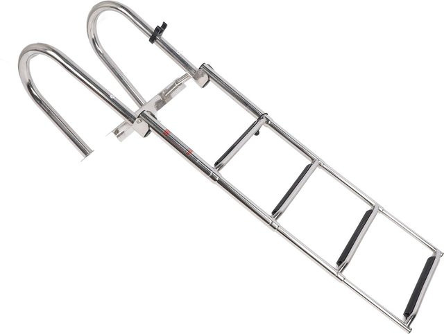 Fishine 4-stufige Bootspontonleiter aus 316 Edelstahl in Silber, faltbare Teleskop-Deckleiter mit Anti-Rutsch-Pedalen und Handlauf - Bild 1