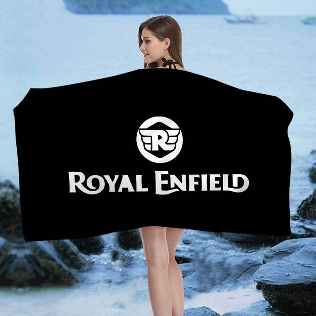 Potdemiel R-Royal E-Enfield Logo Anime Strandhandtuch für Kinder, Schwarz, Baumwolle - Bild 1