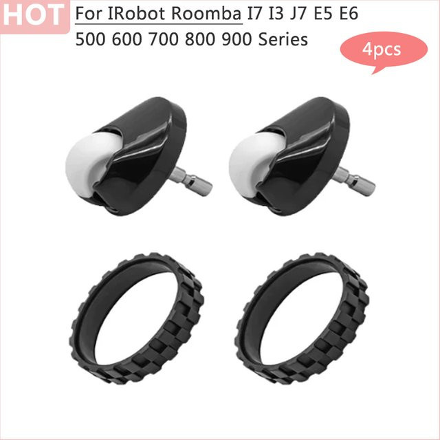 iRobot Roomba Ersatz-Vorderrad und Reifenhaut in Schwarz und Grau für I7 I3 J7 E5 E6 500 600 700 800 900 Serie als Anti-Rutsch-Zubehör - Bild 1