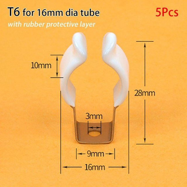 5er Set lingmoSH Terry Clip Klemmhalter mit Gummischutz für Rohre von 12mm bis 32mm Durchmesser in Silber und Weiß - Bild 1