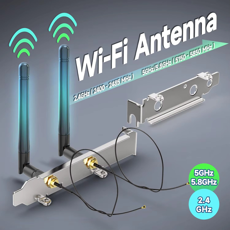 Intel WLAN-Antenne mit SMA-Stecker auf IPEX-1 Koaxialkabel für M.2 NGFF WiFi-Adapter in Schwarz - Bild 2