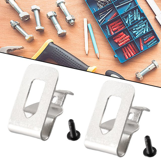 Vibratite 2er-Set Gürtel-Clip-Haken für 18V 20V Bohrmaschinen inklusive Schrauben, Farbe: Silber, kompatibel mit Modellen N268241, N169778, DCD980, N086039, DCD985 und DCD780 - Bild 1