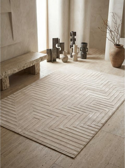 Kurzflor Teppich Kadima Design in Beige mit abstraktem 3D-Design, B x T: 120 x 170 cm - Bild 1