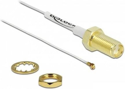 Delock WLAN-Antennen Anschlusskabel mit SMA-Buchse und IPEX-Stecker in Weiß, Länge: 0,2 m - Bild 1