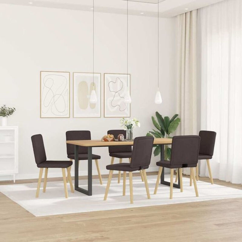 Set aus 6 modernen Esszimmerstühlen von vidaxl in Dunkelbraun aus Stoff - Bild 1