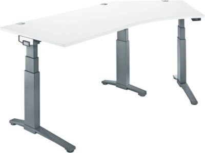 Schäfer Shop Genius ERGOSTYLE S Schreibtisch, elektrisch höhenverstellbar, 135°, C-Fuß, weiß/anthrazit, Breite: 216,5 cm, Tiefe: 80 cm, Höhe: 64,5-130,5 cm - Bild 1