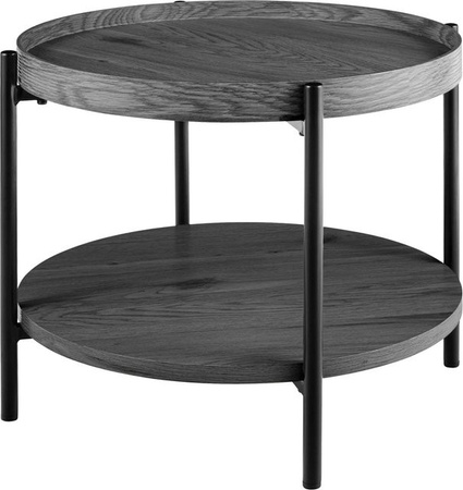DELUKE Couchtisch HONIM Rund in Grau aus Pappelholzfurnier, B/T/H: 50 x 50 x 40 cm