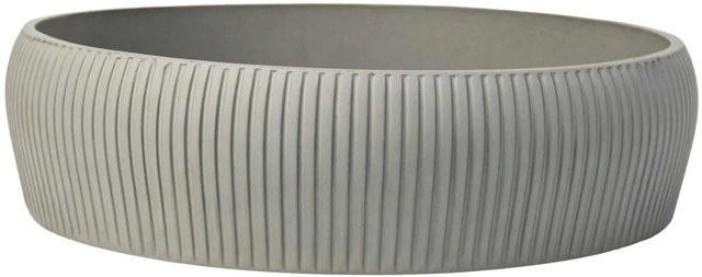 Vivanno Pflanzschale Eryna rund in Grau mit Rillendesign aus Fiberglas, B/T/H: 30 x 30 x 8 cm - Bild 1